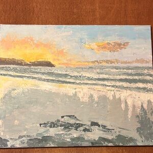 Seascape oil painting for a warm aesthetic interior